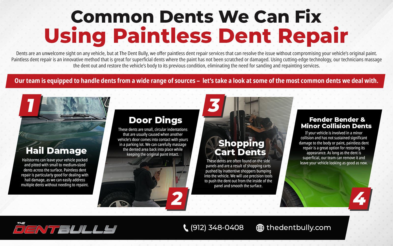 common dents we can fix using paintless dent repair
